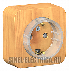 Розетка электрическая Schneider со шторками с изолирующей пластиной (Ясень)