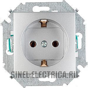 Розетка Simon 15 c заземлением (алюминий) Розетка Simon 15 c заземлением (алюминий)