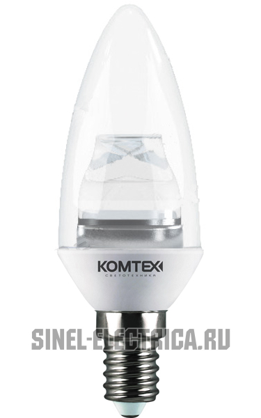 Лампа Comtech LED СТАНДАРТ свеча для люстр E14 5W 2700К 280В Лампа Comtech LED СТАНДАРТ свеча для люстр E14 5W 2700К 280В