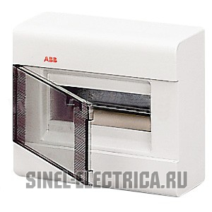 Настенный бокс ABB EUROPA, 8 модулей, прозрачная дверца, белый Настенный бокс ABB EUROPA, 8 модулей, прозрачная дверца, белый