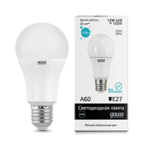 Лампа светодиодная E27 12W 4100K груша матовая Лампа светодиодная E27 12W 4100K груша матовая