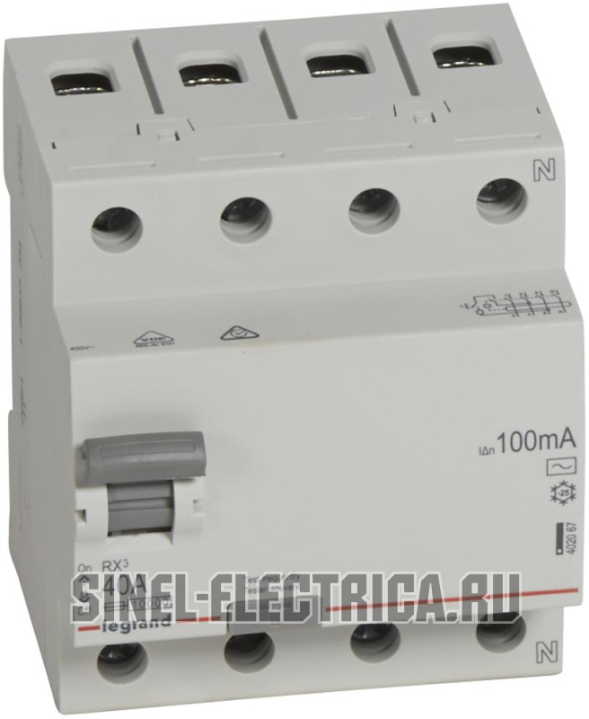 УЗО 4 полюса 100mA 40А 4М (AC) УЗО 4 полюса 100mA 40А 4М (AC)