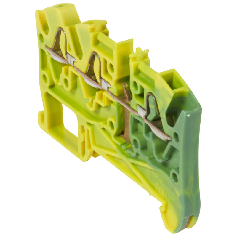 Пружинная клемма Viking 3 - заземляющая - однополюсная - 3 проводника - шаг 5 мм - желто-зеленый