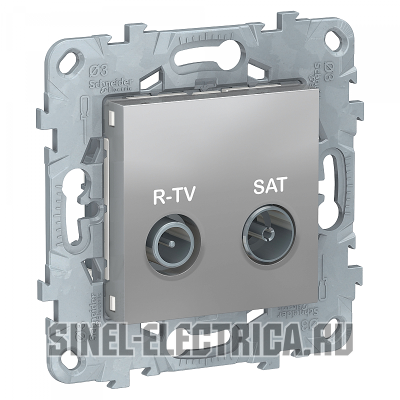 Розетка R-TV/SAT Unica New проходная (алюминий) Розетка R-TV/SAT Unica New проходная (алюминий)
