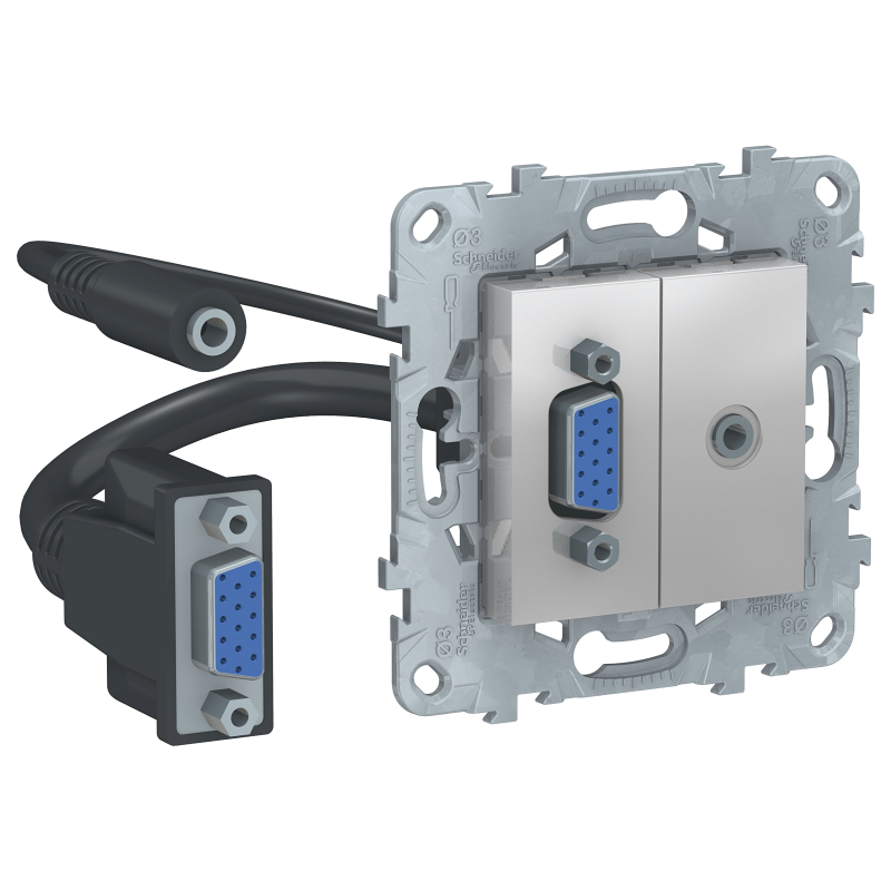 Розетка HD15+Minijack Unica New (алюминий) Розетка HD15+Minijack Unica New (алюминий)