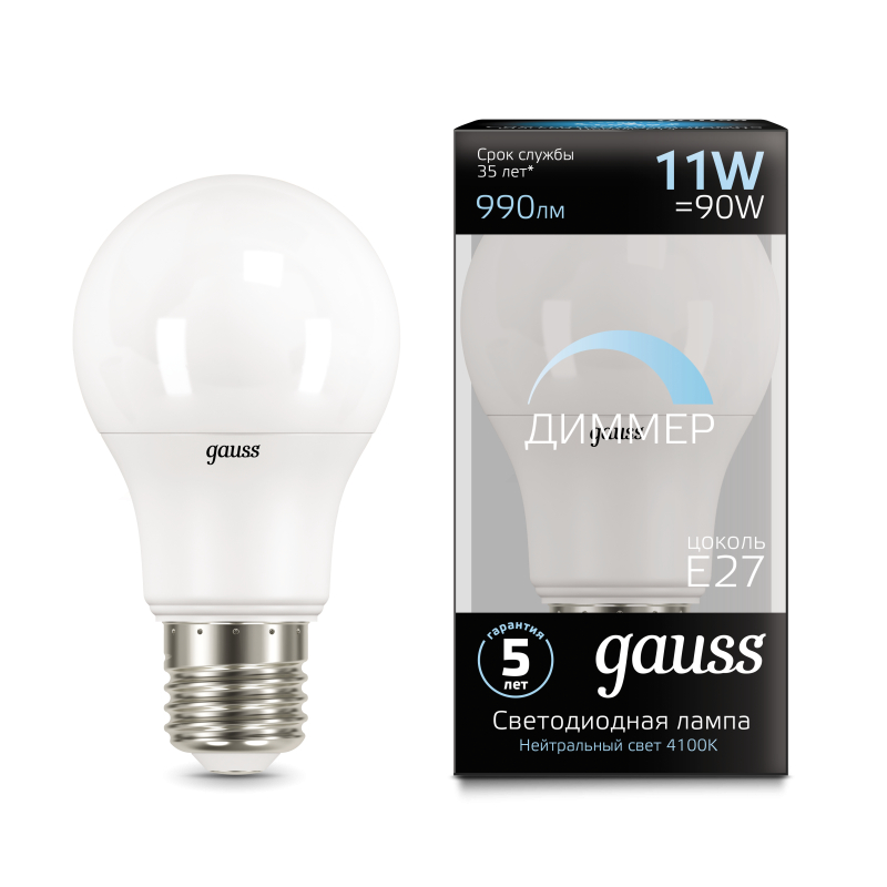  Gauss LED A60-dim E27 11W 4100  1/10/50