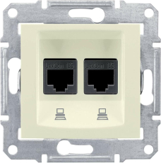 Компьютерная розетка Sedna (RJ45) двойная, 5e, неэкранированная UTP (бежевый) Компьютерная розетка Sedna (RJ45) двойная, 5e, неэкранированная UTP (бежевый)