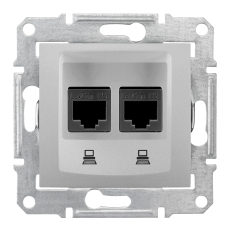 Компьютерная розетка Sedna (RJ45) двойная, 5e, неэкранированная UTP (алюминий) Компьютерная розетка Sedna (RJ45) двойная, 5e, неэкранированная UTP (алюминий)