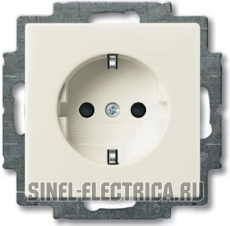 Розетка с заземлением с безвинтовыми зажимами ABB Basic 55 (шале-белый) Розетка с заземлением с безвинтовыми зажимами ABB Basic 55 (шале-белый)