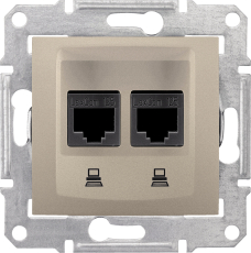 Компьютерная розетка Sedna (RJ45) двойная, 5e, неэкранированная UTP (титан) Компьютерная розетка Sedna (RJ45) двойная, 5e, неэкранированная UTP (титан)
